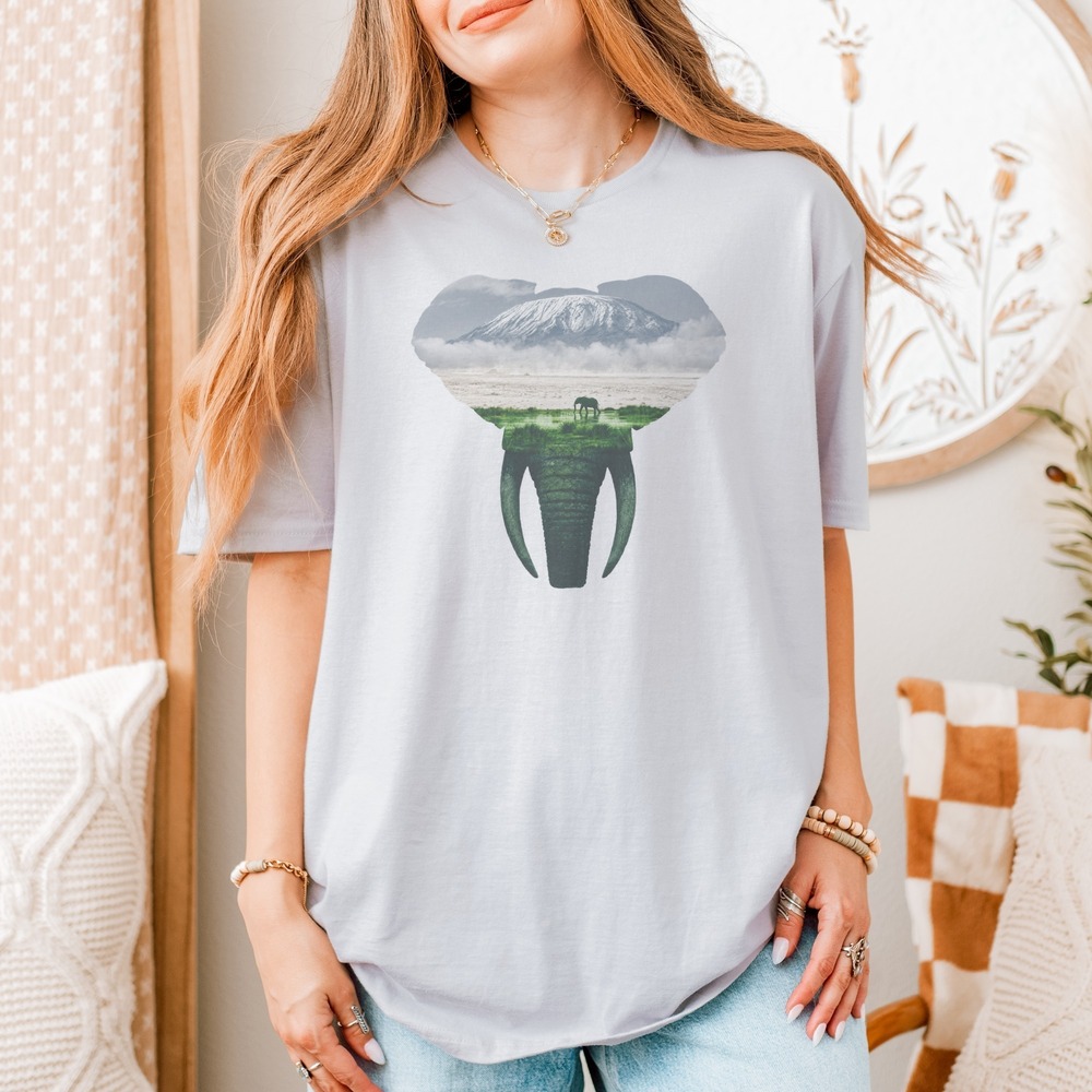 Elephant Carries the Savanna Within Double-Exposure Tee